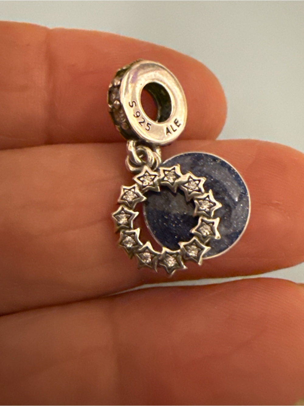 Pandora Silver Star Halo with Deep Blue Disk Charm